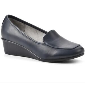 Cliffs by White Mountain Women’s Bravado Wedge Loafers Black Smooth Sz 9.5